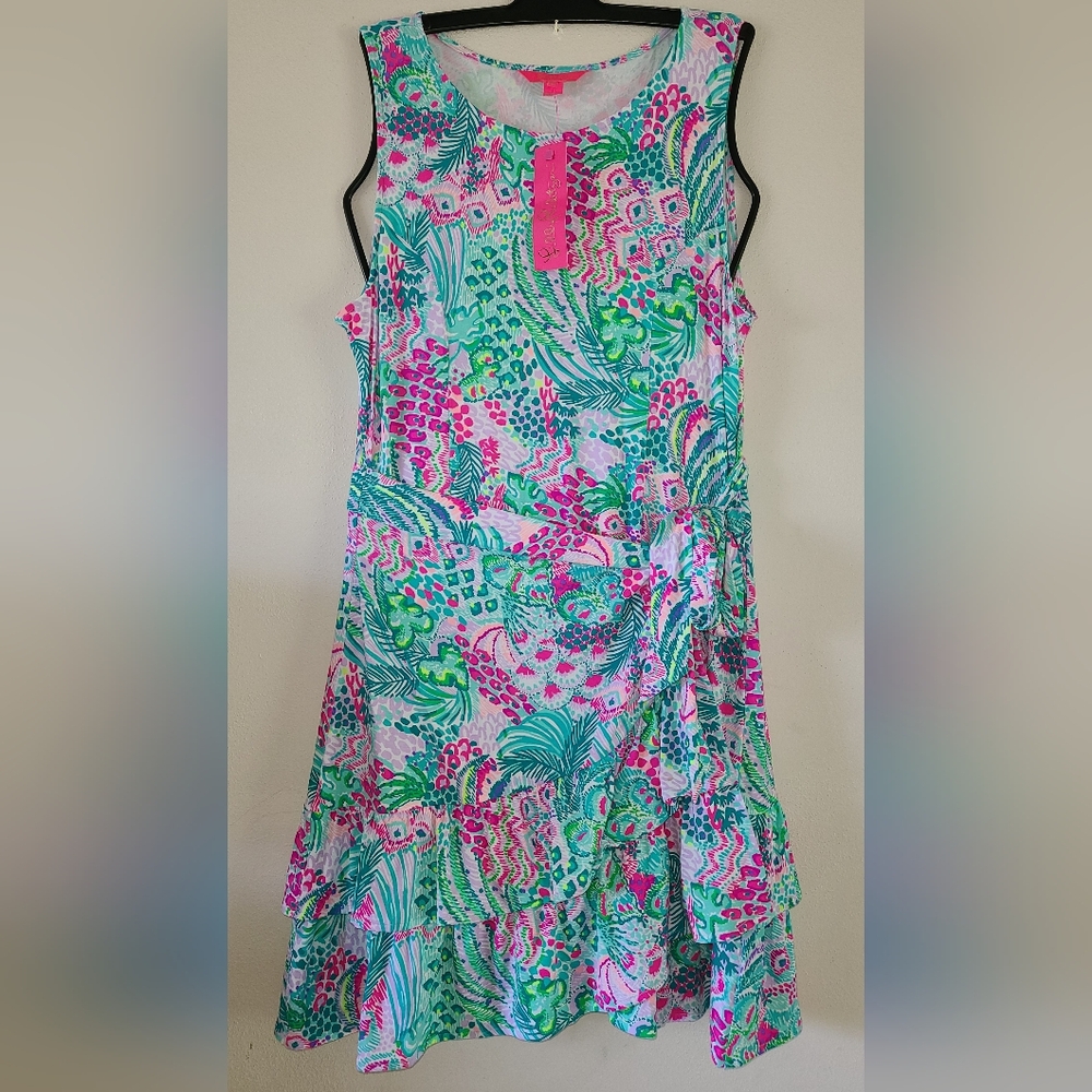 NWT Lilly Pulitzer Ashbourne Printed Faux Wrap Dress Size XL